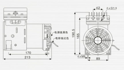 台冠JP-140S压缩泵外观尺寸图