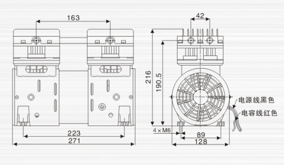 JP-200V印刷机小型真空泵尺寸图
